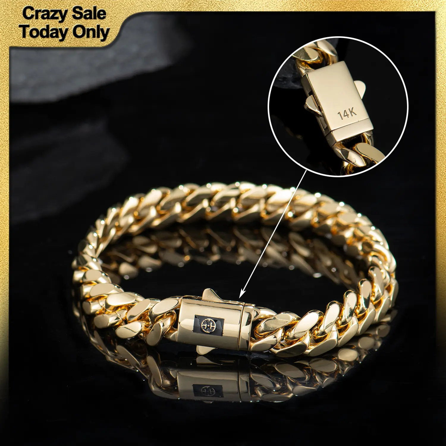 Holylegend 14K Real Gold-Plated Royal Monaco Cuban Bracelet, Italian Jewelry for Men & Women, Mother’s Day Gift for Fashion Lovers, Perfect for Every Occasion!Father's Day Gift