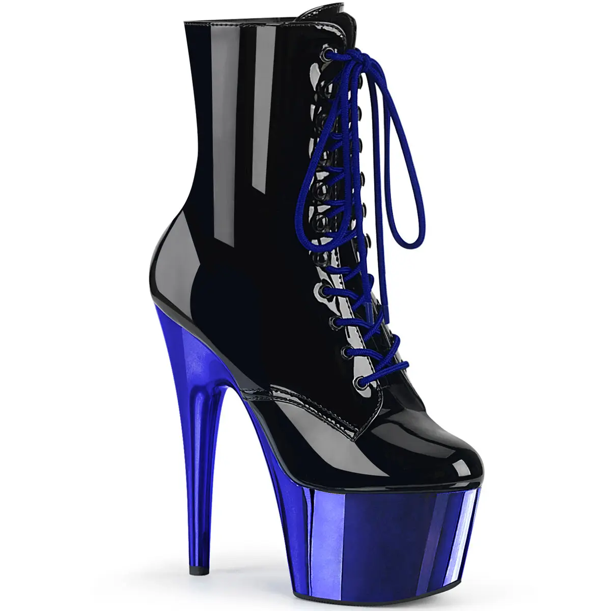 Pleaser Women's Adore-1020 Lace-Up Platform Ankle Boots with 7" Stiletto Heel and Side Zip for Dancers, Boot