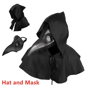 Halloween Plague Doctor Mask Steampunk Cosplay Costume Bird Beak Mask Long Beak Raven Masks Prop for Men and Boys