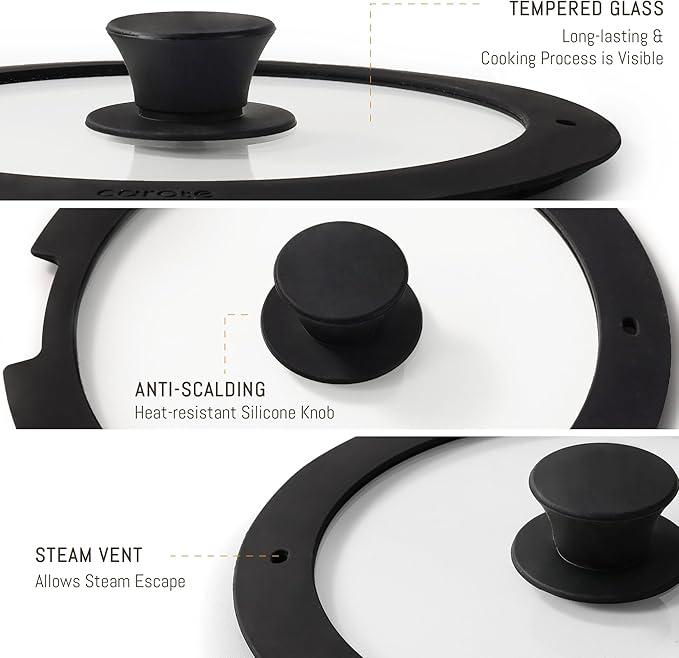 [Official] CAROTE 18pcs Detachable Handle Nonstick Cookware Set, Blue/Green/Black/Taupe/White, Pots and Pans, Oven safe Frying Pan, Dishwasher Safe