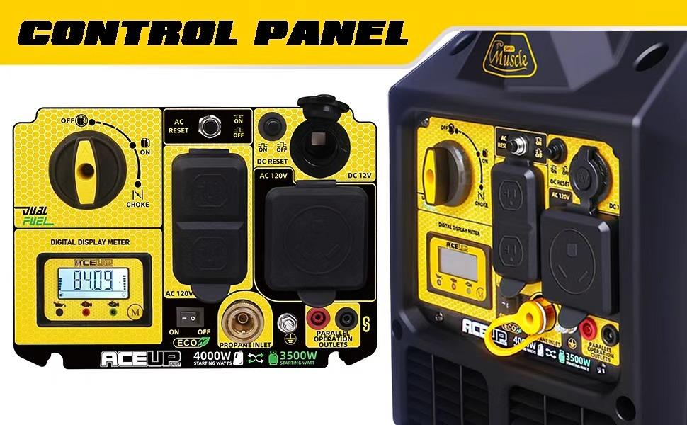 Aceup Energy 4000W Portable Quiet Inverter Generator - Dual Fuel (Gas/Propane), RV-Ready, EPA Compliant