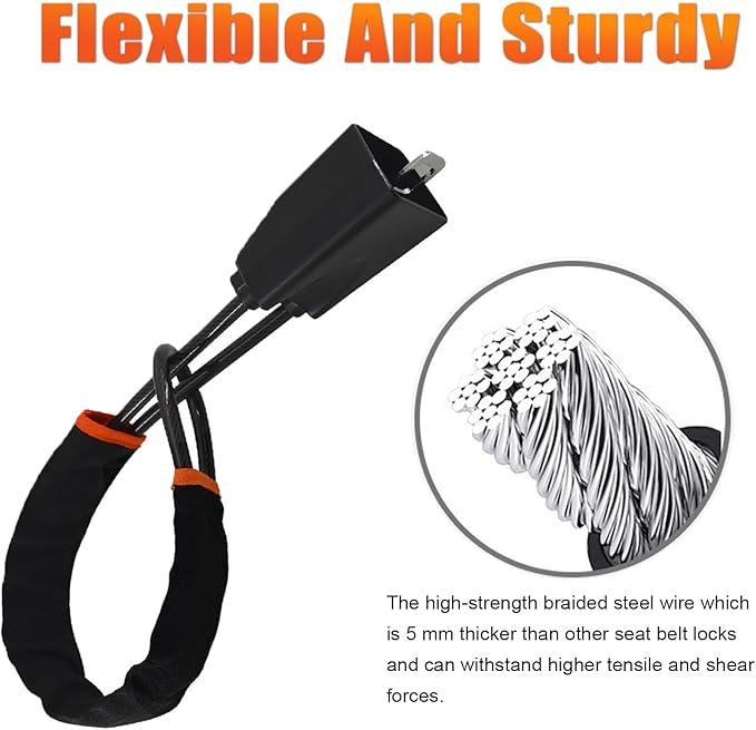 DualGuard Car Steering Wheel & Seat Belt Lock - 17" Universal Anti-Theft Device for Vehicles, SUVs, Golf Carts | Compact & Lightweight Security Lock with Multi-Function Keys (Black)cars accessories