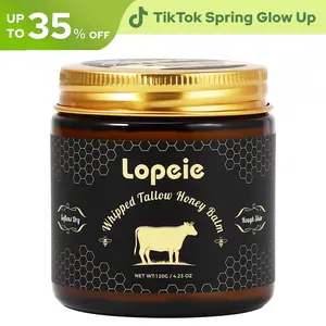Lopeie Whipped Grass-Fed Beef Tallow Honey Balm - 4 Oz, Ultra Hydrating Skin Cream, All-Natural Handmade Moisturizer, Nourish Dry Skin for Soft Smooth Luminous Skin, Available in Lavender & Unscented