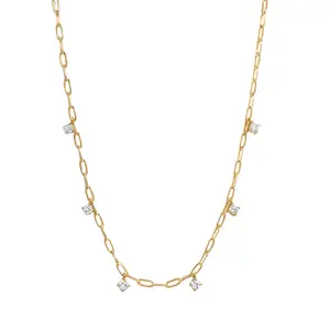 CZ Dangly Paperclip Necklace