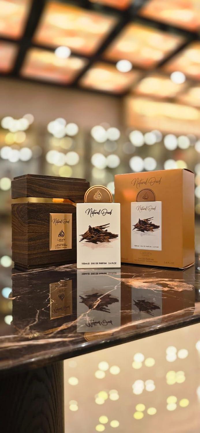 Lattafa Pride Natural Oud for Unisex Eau de Parfum Spray, 3.4 Ounce / 100 Ml