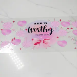 Christian SHE IS WORTHY Religion Bible UVDTF CUP WRAPS Waterproof Cartoon Doodle Stickers dtf transfer