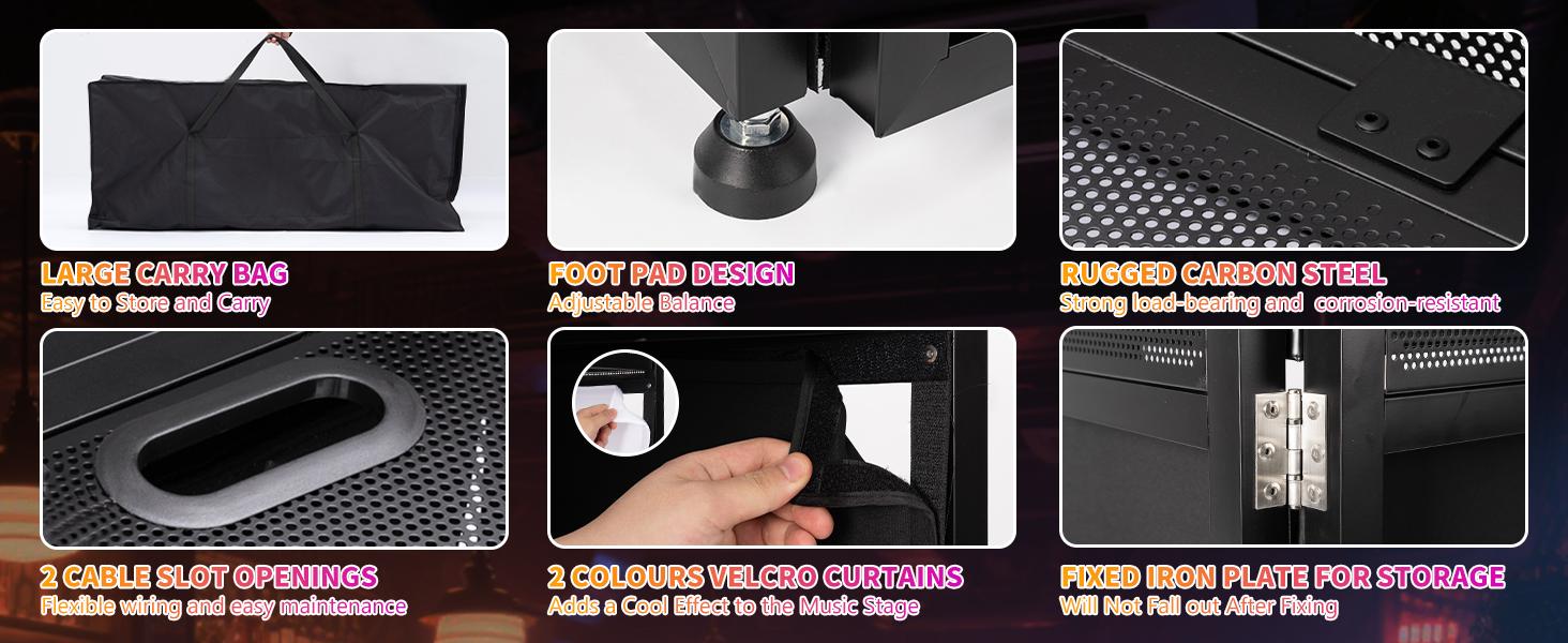 DJ Facade Booth Table 40" x 20" - Portable Detachable DJ Booth Table Station with Black/White Scrims & Carry Bag for Show, Party, Gathering