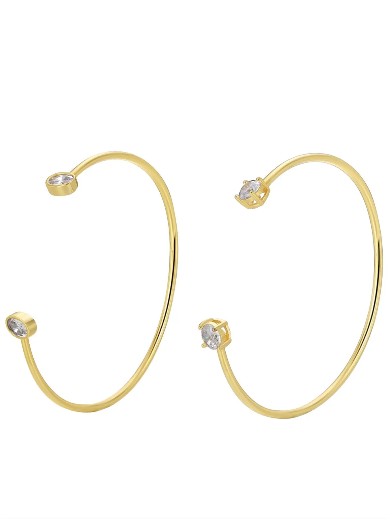 Elegant Artificial Zircon Decor Cuff Bangle, 2 Counts Adjustable Open Copper Bracelet for Women, Fashionable Jewelry for Party, Daily Decor, Trendy All-match & Exquisite Jewelry for Birthday Gift