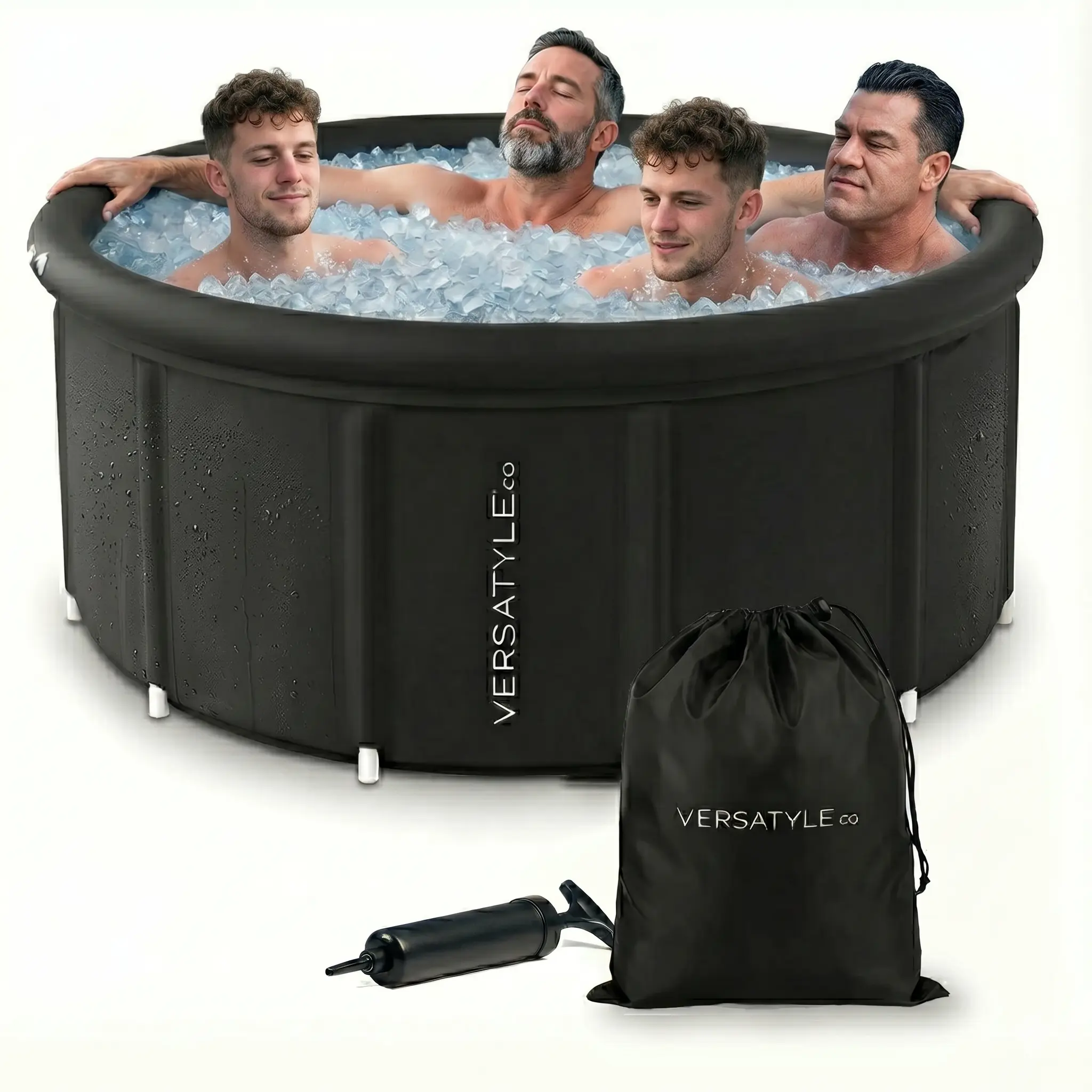 Versatile XXL Ice Bath Tub for Adults, Extra Large Cold Plunge with Stainless Steel Frame, Insulated Walls, Cover, Pump & Carry Bag, Portable 325-Gal Recovery Pool, Fits Up to 4 People