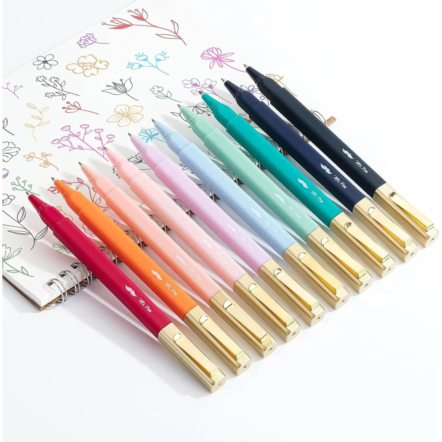 Mr. Pen Aesthetic Fast-Dry Ballpoint Pens, 10-Pack Various Colors, Office Stationery Supplies, Work Accessories, Teacher Stuff for Bible Study, Back to School Haul Gifts