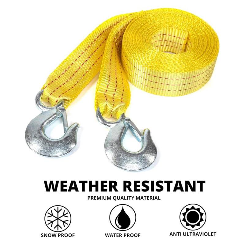 Tow Strap with Hooks 13.12 Foot/4 m, 11,000 lbs Capacity Tow Rope - Heavy Duty Emergency Towing Straps for Vehicles, Cars, Trucks, ATV, for Roadside Recovery, not for Off-Road Recovery