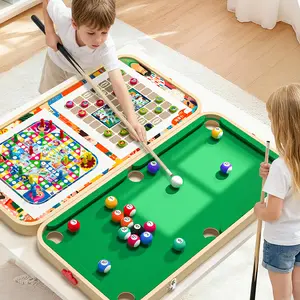 Wooden 5-in-1 Tabletop Game Set for Kids, Parent-Child Family Wooden Board Game Set