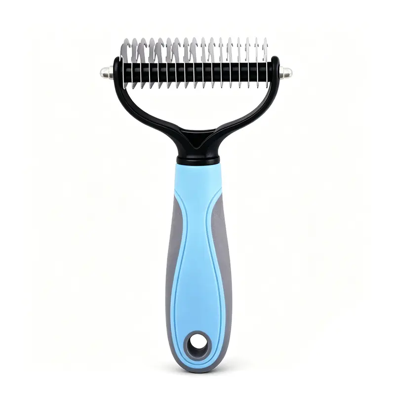 iHubei Pet Grooming Brush/Rake - Double-Sided Deshedding Dematting Fur Tool, Undercoat Rake for Dogs & Cats, Extra-Wide Dog Grooming Brush & Deshedder Comb for Long Hair, Reduces Shedding 95%, Grooming Tools, Shedding Grooming Kit