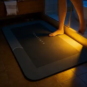 Bath mat Rubber Bathroom Mat-Quick Dry Absorbent Rug Non-Slip Dry Magic Bath mats for Bathroom Floor Mat in Front of Bathtub, Sink, Dark Grey, 17x27in home  home essentials bathroom decor set bathroom accessories bathroom decor stuff for bathroom