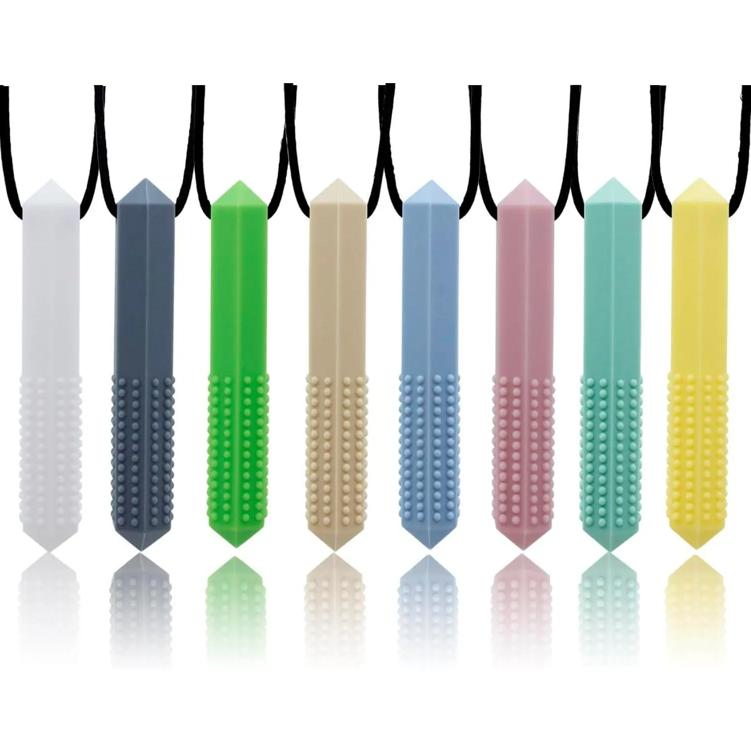 FNE26 Diamond-Shape Chewing Necklaces, 8-Pcs Sensory Chewy Necklaces for Autism Kids, ADHD Toddlers & Sensory Needs Users, Chewing Necklace