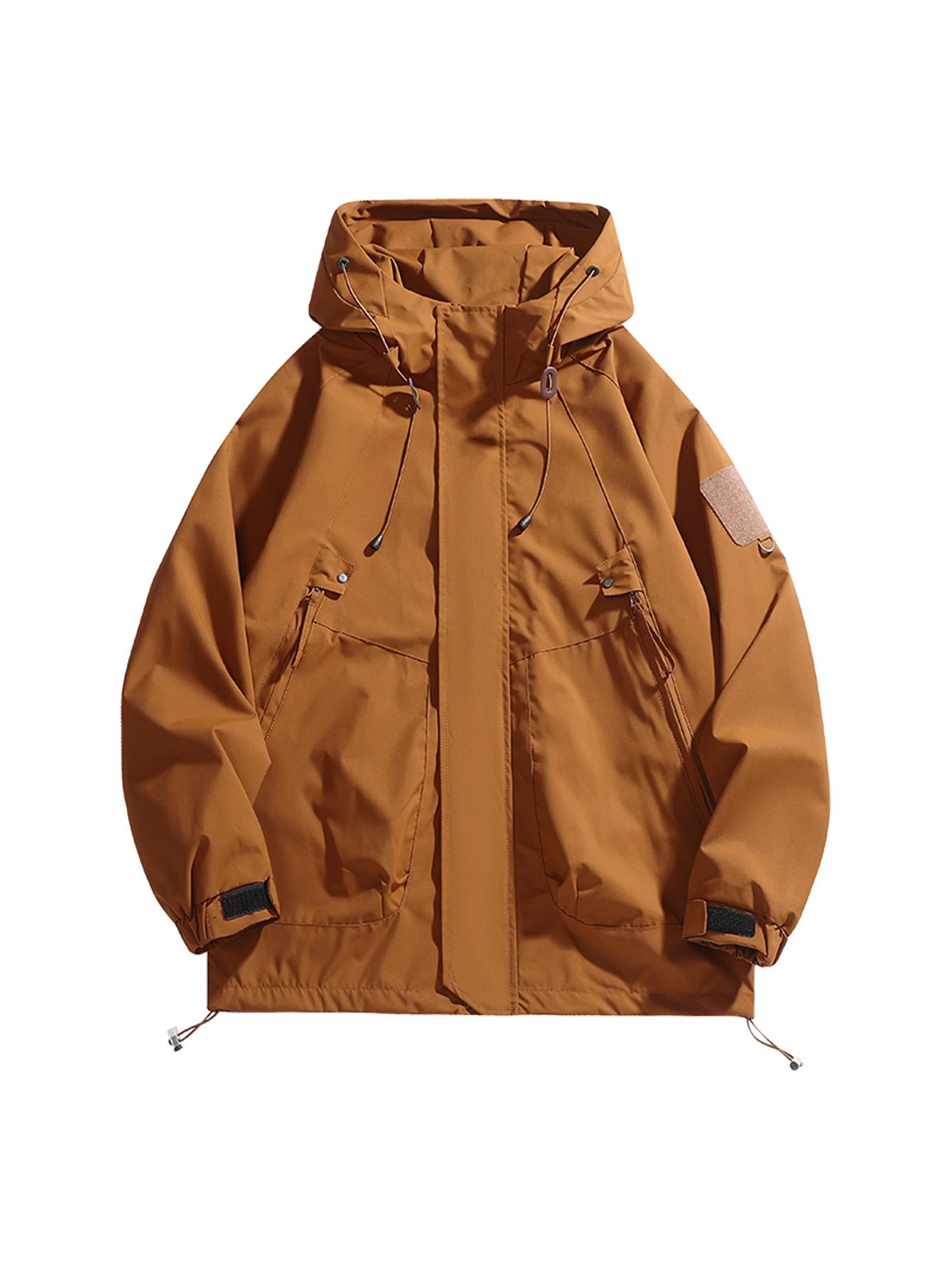 CCCMAI Men's Windbreaker Jacket with Hood Zippered Pockets & Adjustable Drawstrings Regular Fit Spring Fall Outdoor Workwear for Hiking Camping Casual Wear Hiking Gear Functional Design Durable Fabric