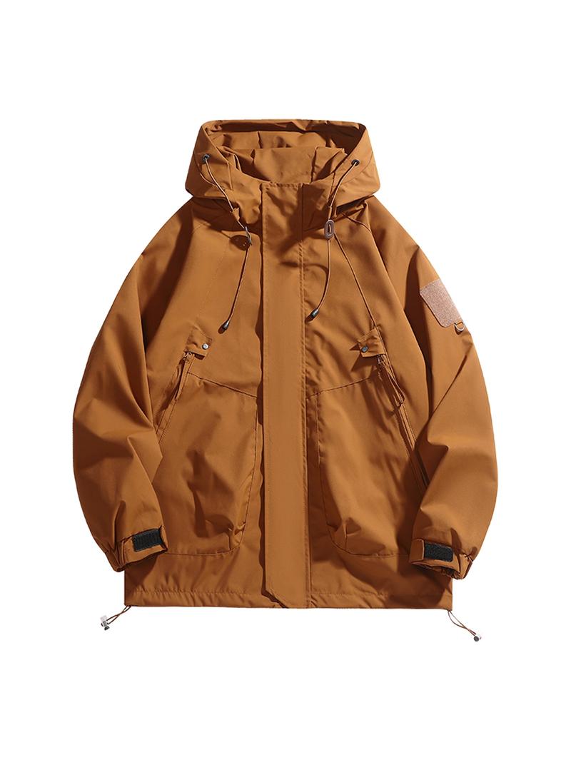 CCCMAI Men's Windbreaker Jacket with Hood Zippered Pockets & Adjustable Drawstrings Regular Fit Spring Fall Outdoor Workwear for Hiking Camping Casual Wear Hiking Gear Functional Design Durable Fabric