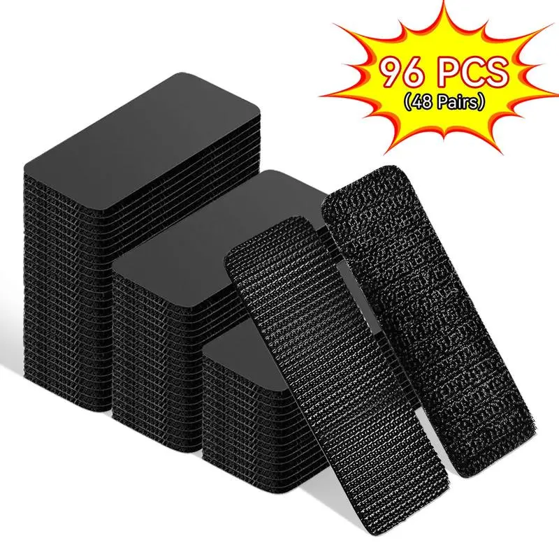 96 PCS Heavy-Duty Waterproof Double-Sided Reusable Adhesive Hook and Loop Strips,Mounting Tape for Wall Hanging,Picture Frames, Cable Organizer,DIY Home & Office,Dorm Essentials,back to school