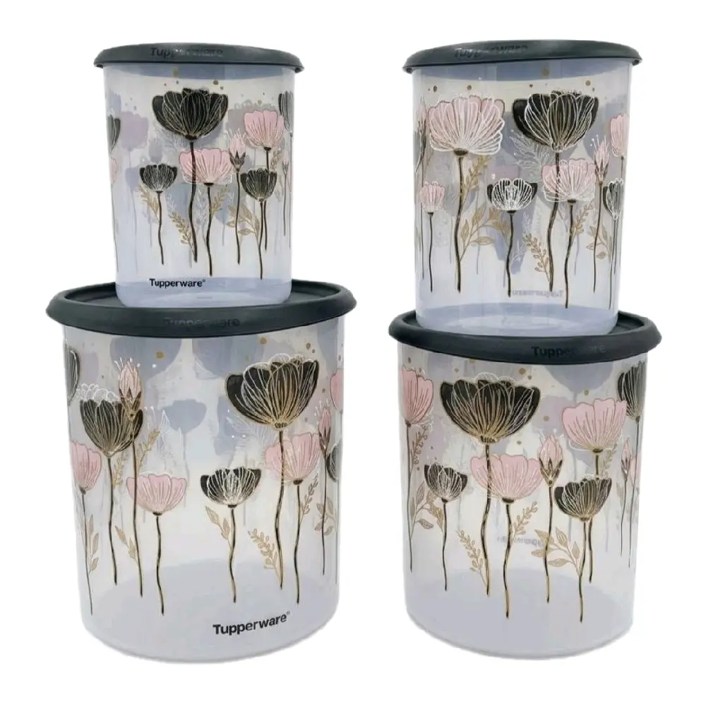 Tulips Translucent One Touch Canister Set