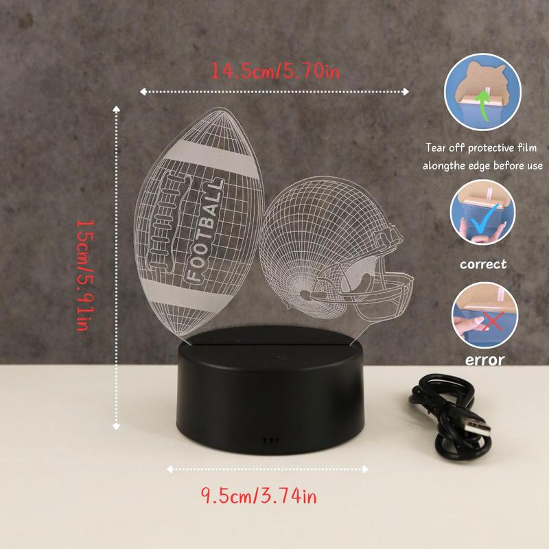 3D Football & Helmet Design Night Light, USB Powered Creative Desktop Lamp, Decorative Light for Home Bedroom Living Room