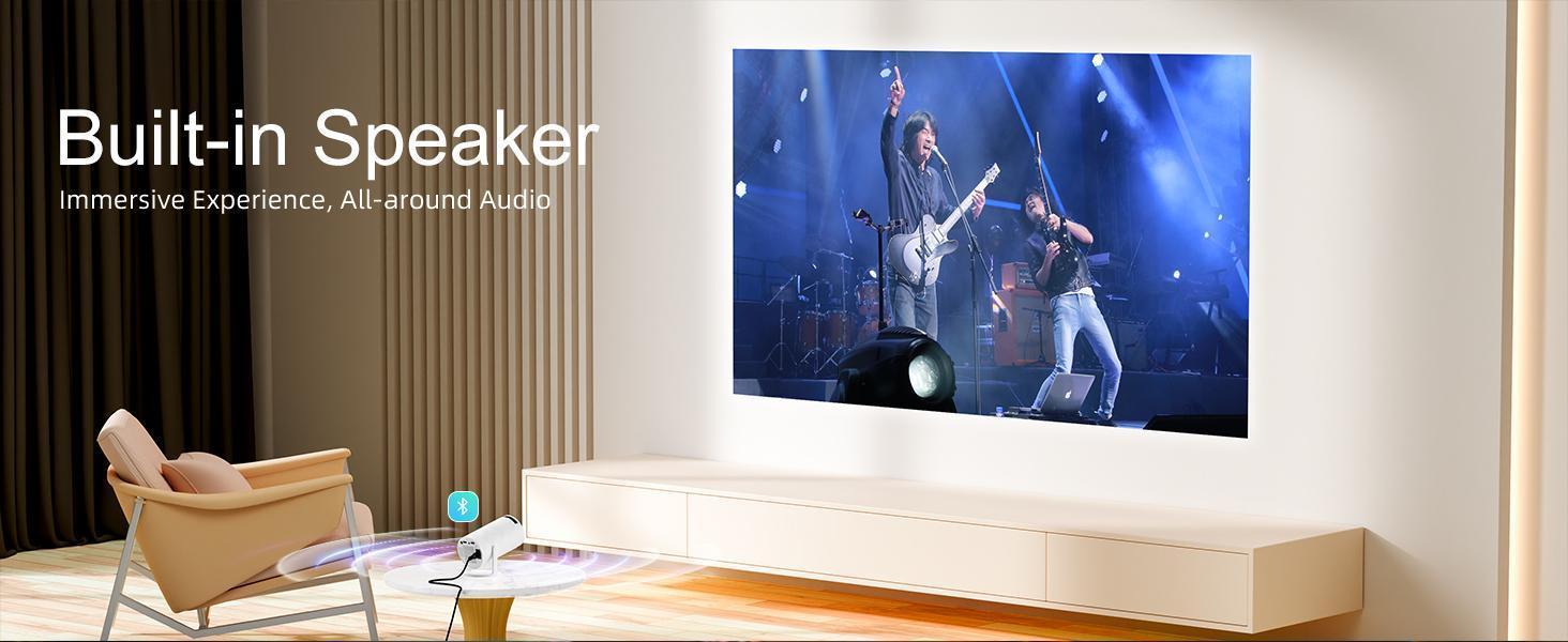 Mini Projector with WiFi & Bluetooth, 4K Supported Portable Movie Projector, Manual Focus, 210° Rotation, 130'' Large Screen Smart Projector, Compatible with HDMI/Phone/TV Stick, for Bedroom & Outdoor Use and Bluetooth Projector