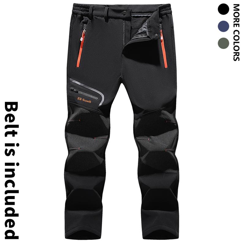 Men's Winter Ski Rainproof Pants, Multi-Pocket Outdoor Work Pants, Autumn Cool Casual Trousers with Free Belt, Men's Outdoor Waterproof Windproof Harem Pants, Versatile All-Season Activities Trousers, Men's Clothing Collection