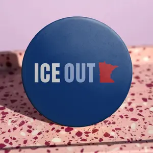 Ice Out Pin Button, MN State Silhouette, Protest Rally Accessory, Election Campaign Supporter Gift, USA Voting Theme Collectible Button, Democrat Activist Lapel