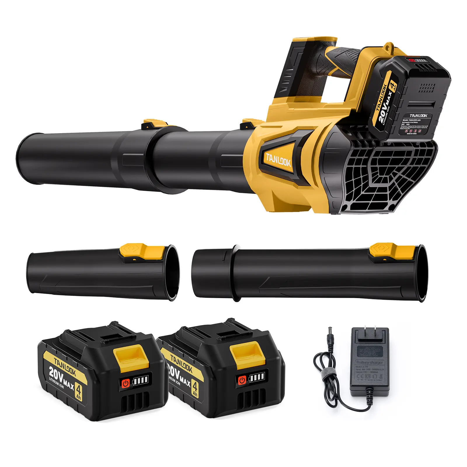 TANLOOK Leaf Blower, Electric Cordless Leaf Blower with 2x4000mAh Batteries and Charger, 6 Speed Mode, Lightweight Cordless Blower for Blowing Leaves, Patio Cleaning, Blowers for Lawn Care and Dust