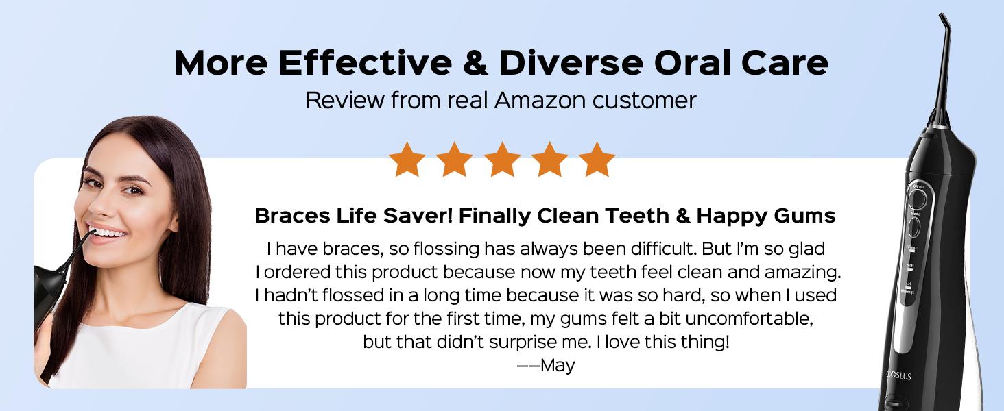 COSLUS CX20 Water Flosser For Teeth Cleane: Portable Cordless Oral Irrigator 300ML, 5 Nozzle,Multimodes, Rechargeable,IPX7 Waterproof for whitening tablets,Tongue Scraper Water Flosser For Braces,water flosser for tonsil stones/tartar, Oral Plaque Remover