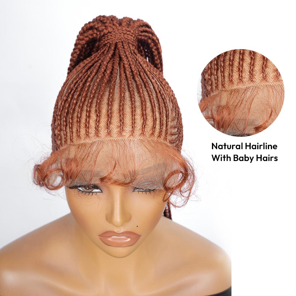 #350 Red Copper Braided Wig | 32” Full Lace Ponytail Wig for Women | Bold Synthetic Hairstyle | SuperNova #350 Red Copper Braided Wig | 32” Full Lace Ponytail Wig for Women | Bold Synthetic Hairstyle | SuperNova