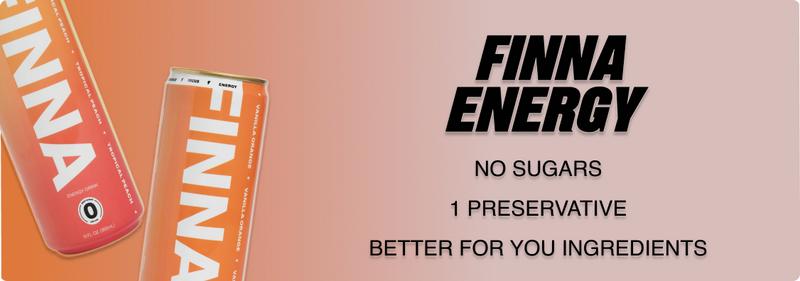 FINNA Vanilla Orange Clean Energy Drink - Lightly Carbonated, 13 Total Ingredients, No Sugars, Less Preservatives
