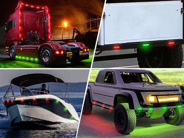 Nilight 10PCS 3.8” 6LED Red Green LED Indicator Light Truck Camper Side Marker Light Marine Boat Navigation Light Yacht Kayak Sailboat Trailer Bus RV Clearance Light 12V DC