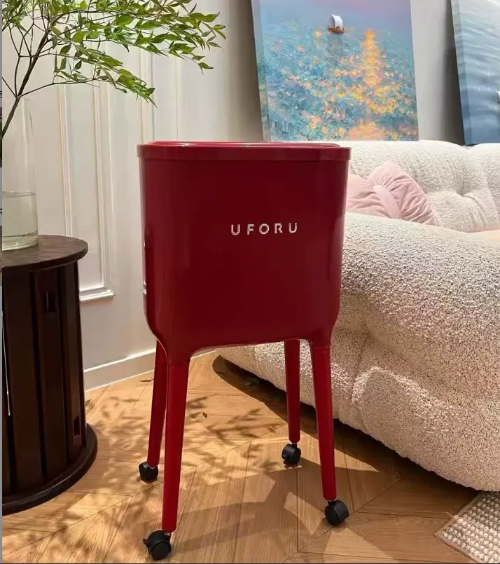 Tall Pedal Trash Can with Press Lid & Wheels, ABS 36×23.5×67.5cm Multi-Functional No-Bending Waste Bin, High-Leg Covered Garbage Container for Kitchen & Outdoor Use, Trash Bins, Rolling Trash Can