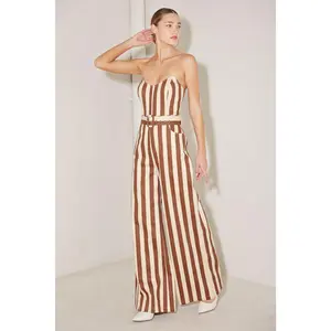 GOLDEN BROWN STRIPES JUMPSUIT