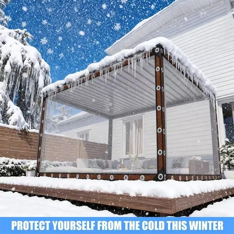 Heavy-Duty Clear PE Waterproof Tarp Transparent Poly Tarpaulin with Reinforced Metal Grommets, UV Resistant Mildew Proof Snowproof for Greenhouse Garden Patio Porch Terrace Car Cover Canopies Outdoor Camping Plant Protection
