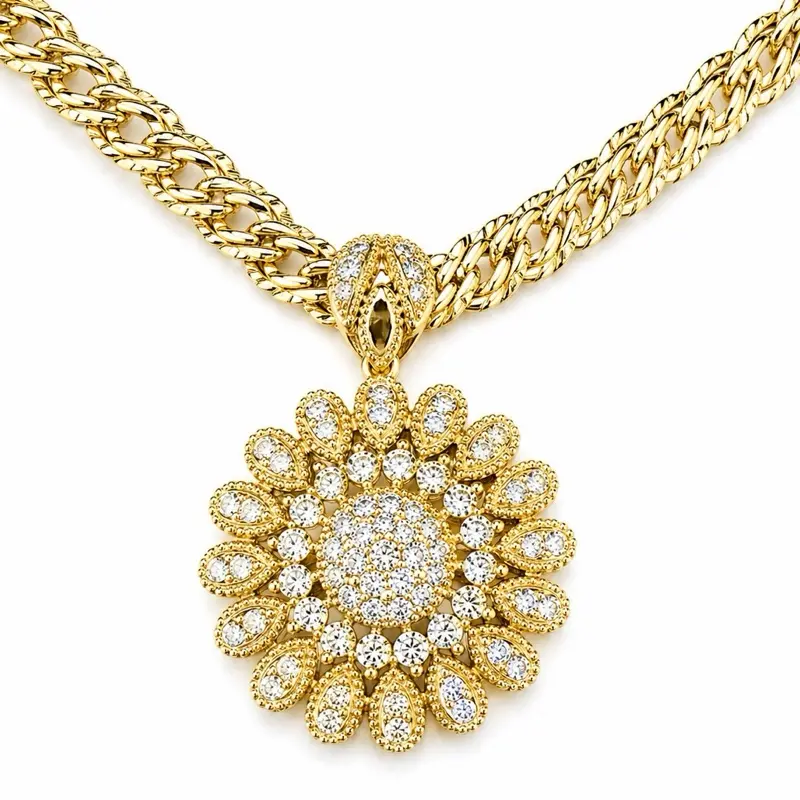 Spanish Chain with Flower  Pendant 20 Inches Long Model Jewelry Accessory cod