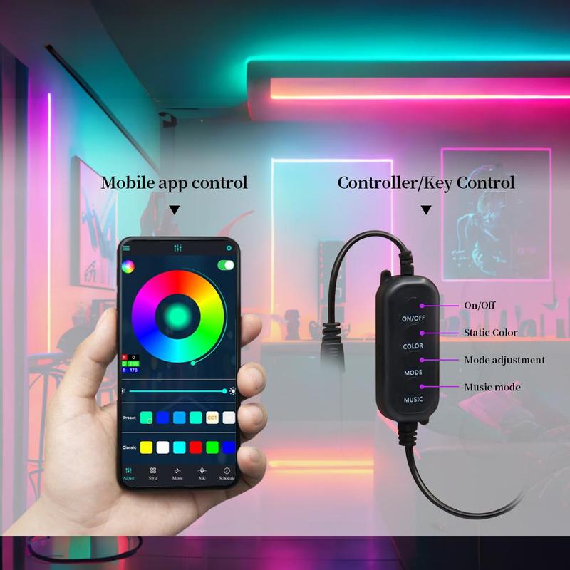 USB-Powered RGB Color-Changing LED Strip Light with App Control, Ambient Backlight for TV, Computer, Bedroom & Living Room, Decorative Neon Accent Light, Smart LED Lighting, Great Christmas Gift