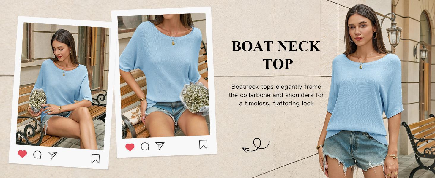 Imily Bela Womens Short Sleeve Sweater Summer Batwing Trendy Casual Boat Neck Lightweight Loose Fitting Knit Tops Imily Bela Womens Short Sleeve Sweater Summer Batwing Trendy Casual Boat Neck Lightweight Loose Fitting Knit Tops