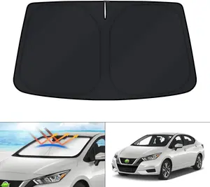 Canvcle Windshield Sun Shade for Nissan Versa 2020-2025 Foldable Sun Visor Protector Blocks UV Rays Keeps Car Cooler Double Thickness Material Automotive Custom Fit Collapsible Window Sunshade