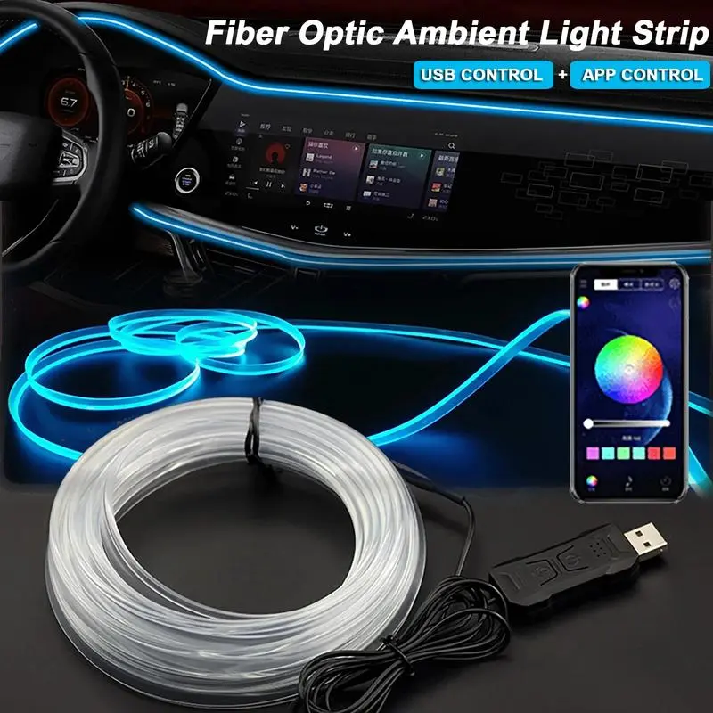 Ambient LED Light Strip for Car - Upgrade Ride Atmosphere for Commutes & Weekend Getaways, 3m USB Fiber Optic with Smartphone Customization, Cars, Vehicle Accessories, Car Decorating