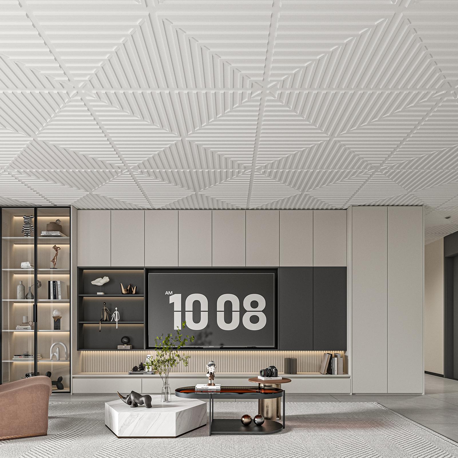 Art3d 3D Ceiling Tiles – 12-Pack 24"x24" Black PVC Drop Ceiling Panels, Covers 48 Sq.Ft for Walls & Ceilings Decorative Wallpaper Living Room Art3d 3D Ceiling Tiles – 12-Pack 24"x24" Black PVC Drop Ceiling Panels, Covers 48 Sq.Ft for Walls & Ceilings Decorative Wallpaper Living Room