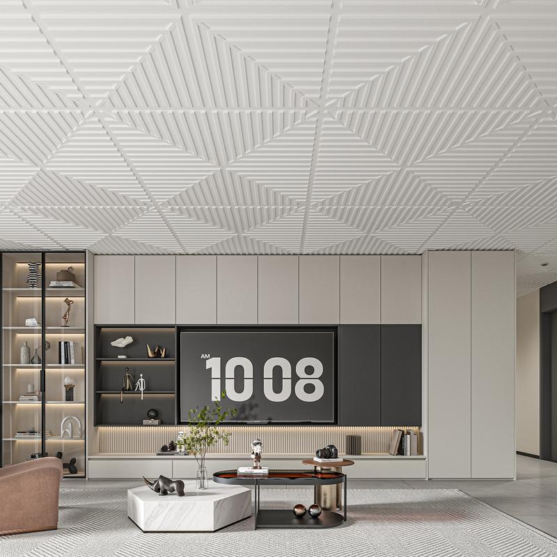 Art3d 3D Ceiling Tiles – 12-Pack 24"x24" Black PVC Drop Ceiling Panels, Covers 48 Sq.Ft for Walls & Ceilings Decorative Wallpaper Living Room