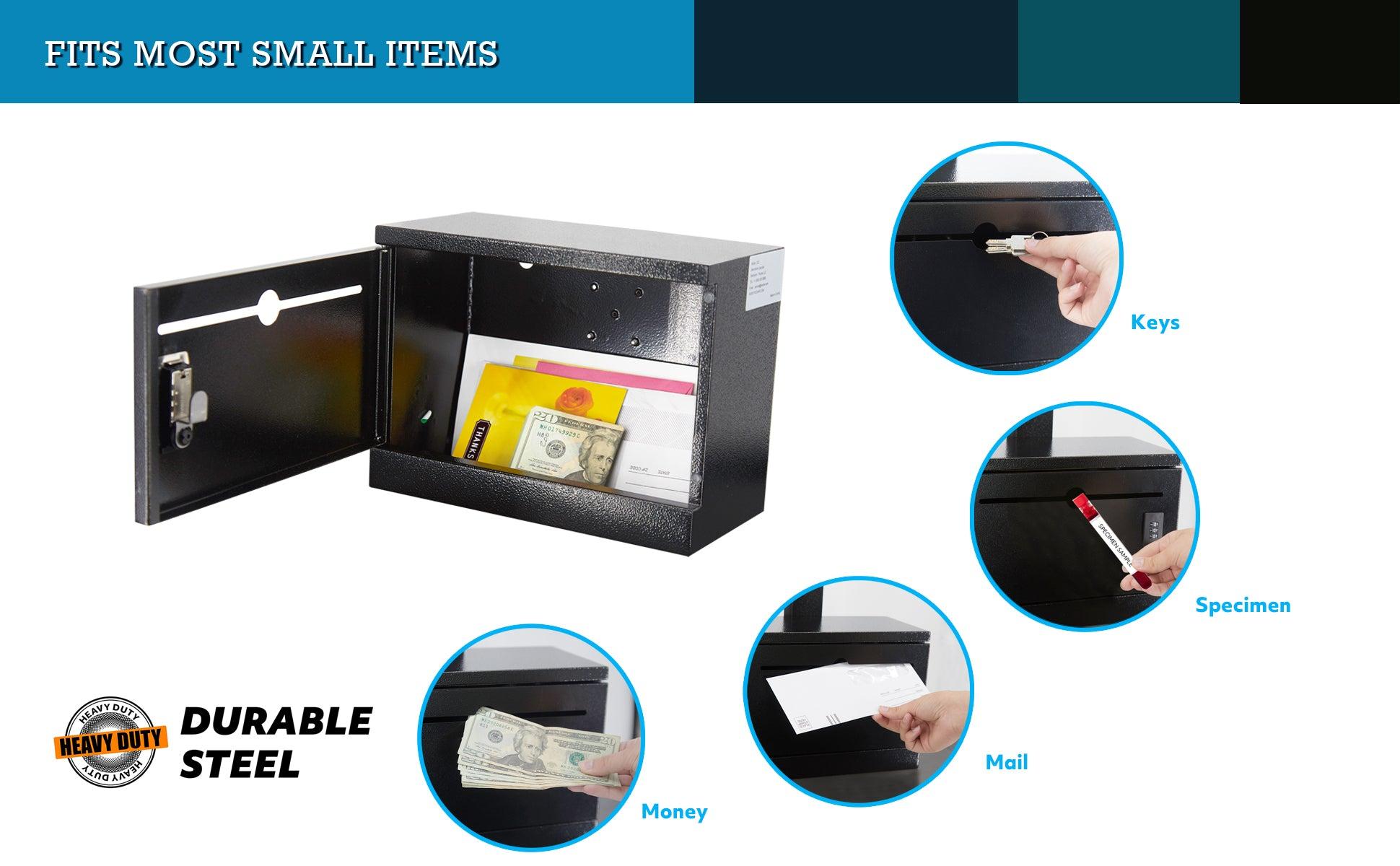 D22H - Over The Door Steel Drop Box with Combination Lock (Black)