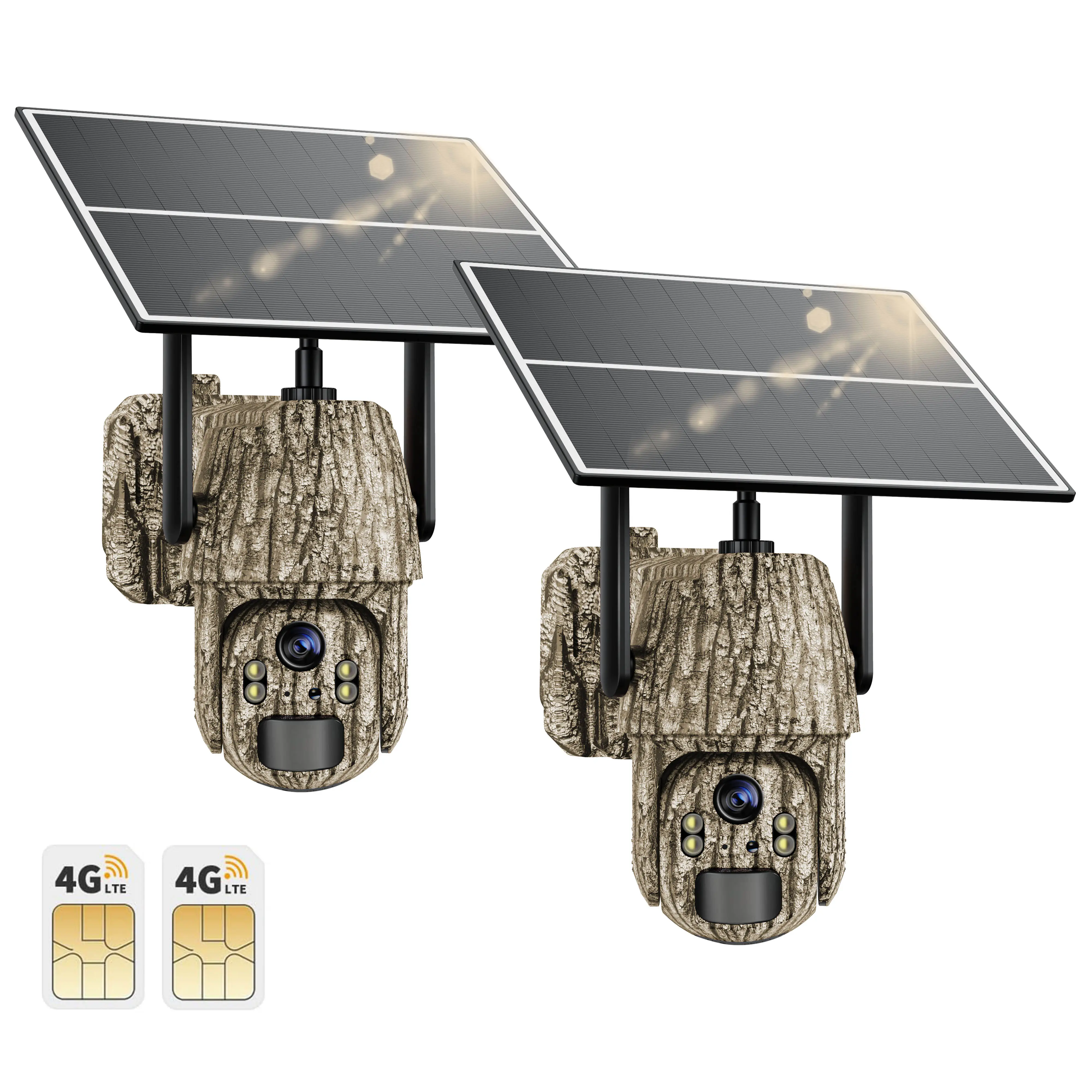 2 Pack 4G LTE Cellular Trail Cameras, Unlimited Data Plan, 360°Full Live View , 2K Security Camera Solar Power, Built-in SIM Card Outdoor Survival Kit tiktokshopbacktoschool