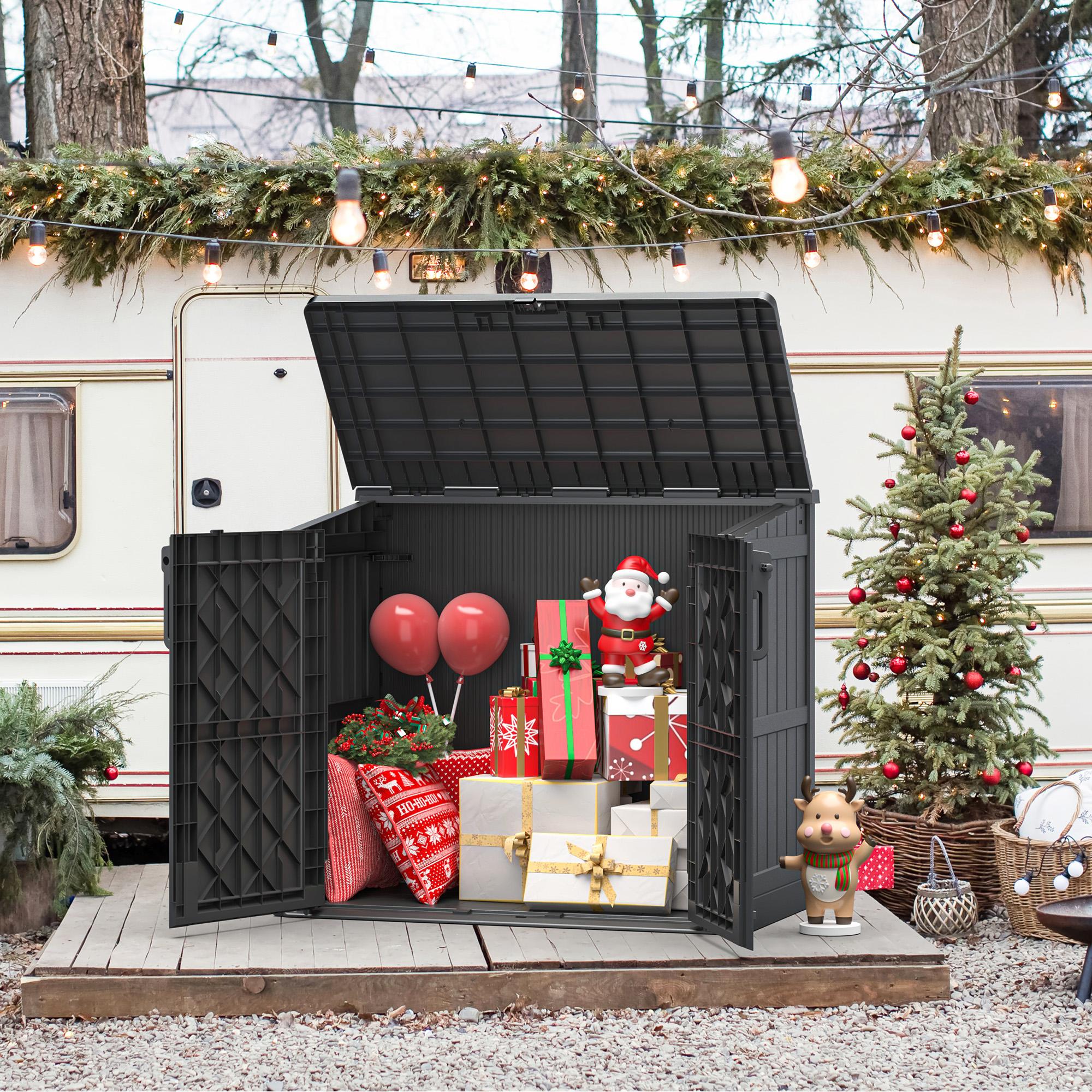 Outdoor Storage Room - 15 Bs. Per Sq. Ft. Roof Capacity, 36 Cu. Ft. Storage Capacity, Waterproof Resin Lockable Door, Step Latch, can be Used for Tool Storage, Utility Room, Storage for Pool Supplies, Small Trash Can-Christmas Gifts Outdoor Storage Room - 15 Bs. Per Sq. Ft. Roof Capacity, 36 Cu. Ft. Storage Capacity, Waterproof Resin Lockable Door, Step Latch, can be Used for Tool Storage, Utility Room, Storage for Pool Supplies, Small Trash Can-Christmas Gifts