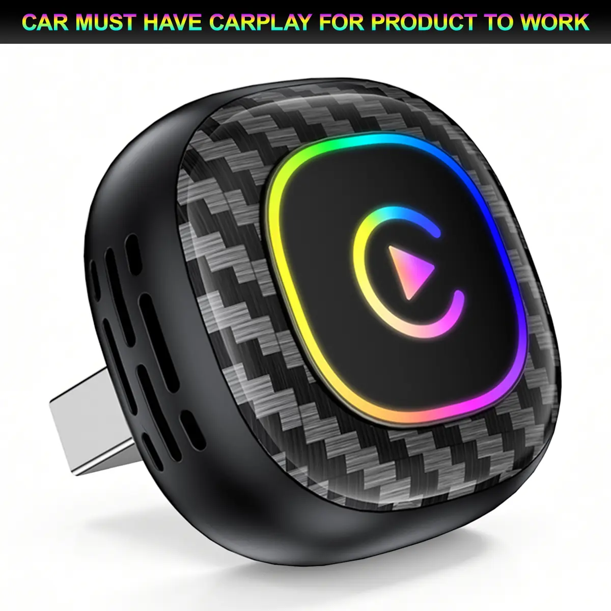 【SummerFinds】Yurnlv 2026 Wireless CarPlay Adapter Dynamic Flowing Ambient Lighting, CarPlay Adapter for carplay car,Smartphone Connectivity, Converts Wired to Wireless CarPlay Dongle for carplay or android auto,Car Accessories,Auto Accessories Interior
