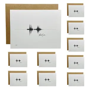 Thank You Soundwave Greeting Cards 2x 10 Pack 4.25 x 5.5 in Envelopes Black White Modern Minimalist