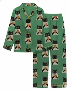 Women’s Christmas Pajamas with Cat Print – Cutee Holiday Loungewear Set – Winter Sleepwear #pajamas