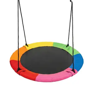 Rainbow Saucer Swing with Heavy Duty Rope, Colorful Round Design swing for Kids ,40" toddler swing Indoor Outdoor Play