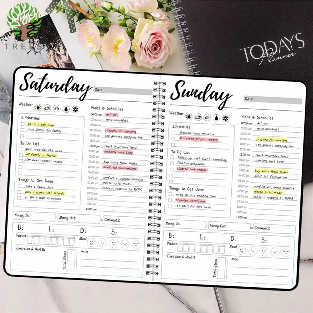 Weekly Planner, Productivity Planner, Schedule Planner, 1/5 Counts Undated Daily & Weekly Calendar Notebook with To Do List Tasks & Expense Tracker, Finance Checklist Organizer & More, Stationery Office School Supplies